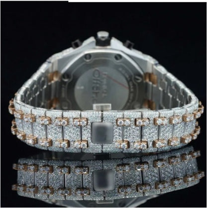 Uniquely Crafted Two Tone Fully Iced Out Automatic Moissanite Watch For Men