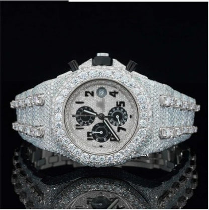 Uniquely Crafted Two Tone Fully Iced Out Automatic Moissanite Watch For Men