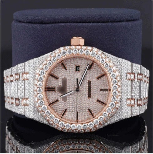 Classic Moissanite Diamond Iced Out Bust Down Automatic Watch