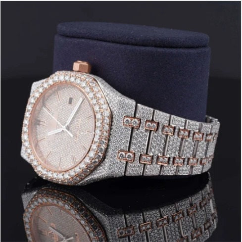 Classic Moissanite Diamond Iced Out Bust Down Automatic Watch