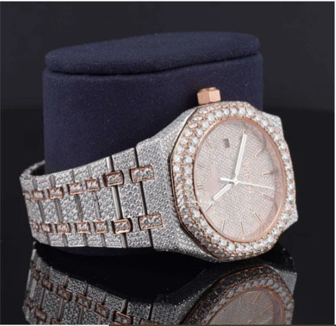 Classic Moissanite Diamond Iced Out Bust Down Automatic Watch