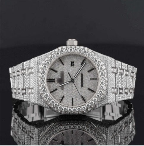 Classic Moissanite Diamond Iced Out Bust Down Automatic Watch
