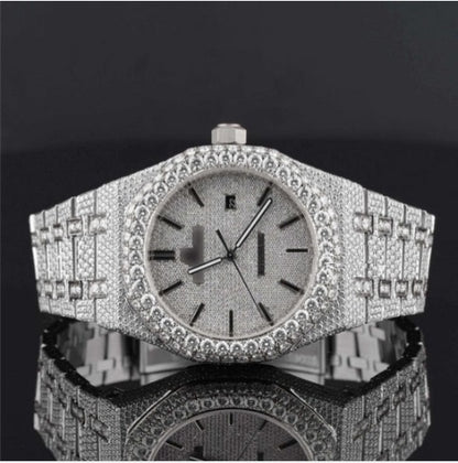 Classic Moissanite Diamond Iced Out Bust Down Automatic Watch