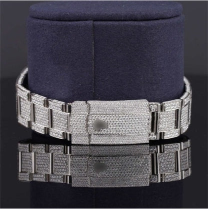Full Iced Out Diamond Oyster Roman Dial Automatic Moissanite Watch