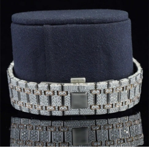 Luxury Moissanite Watch Iced Out Arabic Numericals Automatic Movement For Men