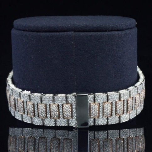 Classic Iced Out Sapphire Crystal Glass Automatic Watch