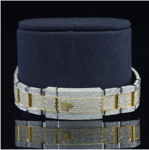 Iced Out Moissanite Watch Diamond Embellished Analog Fully Automatic