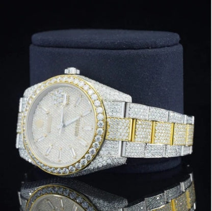 Iced Out Moissanite Watch Diamond Embellished Analog Fully Automatic
