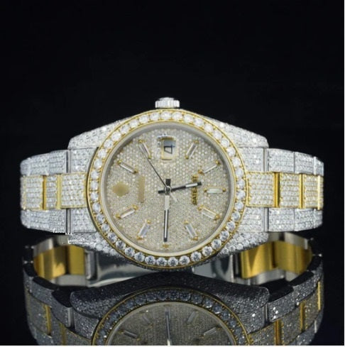 Iced Out Moissanite Watch Diamond Embellished Analog Fully Automatic