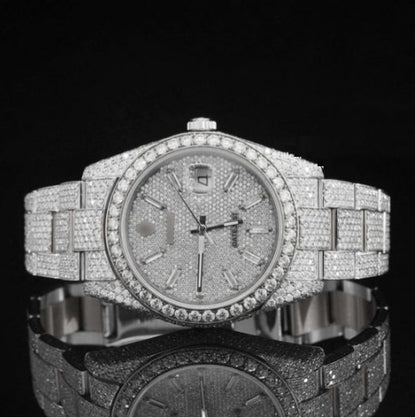 Iced Out Moissanite Watch Diamond Embellished Analog Fully Automatic