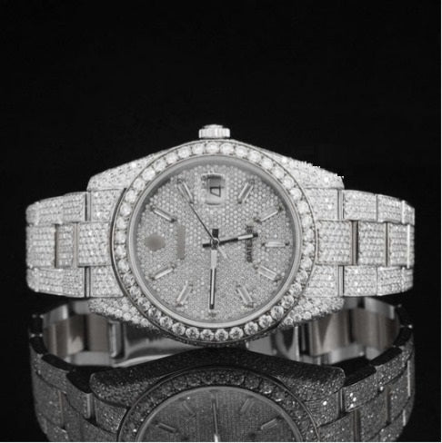 Iced Out Moissanite Watch Diamond Embellished Analog Fully Automatic