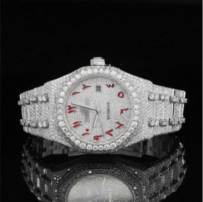 Classic Fully Iced Out Moissanite Automatic Movement Two Tone Watch