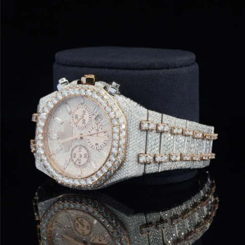 Fabulous Fully Iced Out Moissanite Diamond Watch Fully Automatic