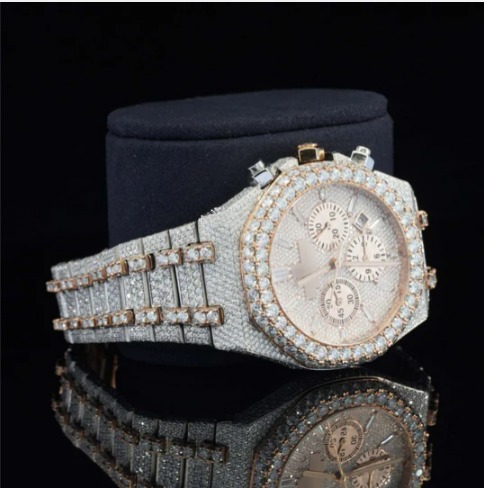 Fabulous Fully Iced Out Moissanite Diamond Watch Fully Automatic