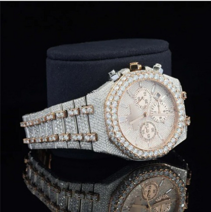 Fabulous Fully Iced Out Moissanite Diamond Watch Fully Automatic