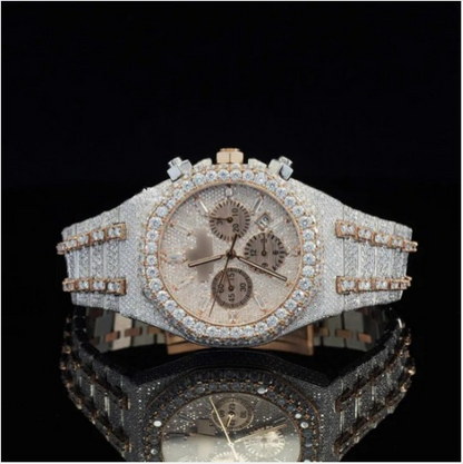 Fabulous Fully Iced Out Moissanite Diamond Watch Fully Automatic