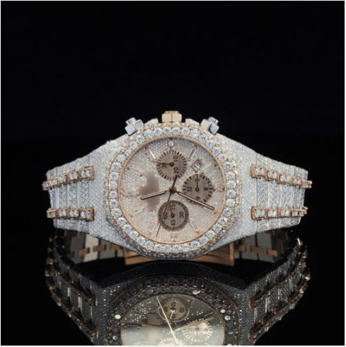 Fabulous Fully Iced Out Moissanite Diamond Watch Fully Automatic