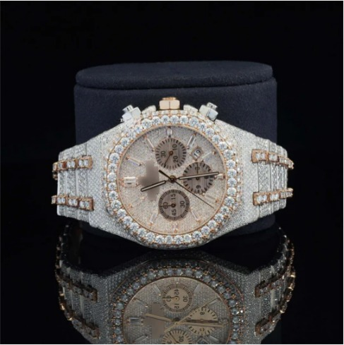 Fabulous Fully Iced Out Moissanite Diamond Watch Fully Automatic