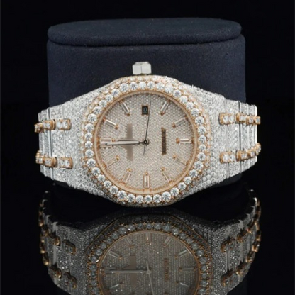 Iced Out Moissanite Diamond Automatic And Wrist Watch For Men