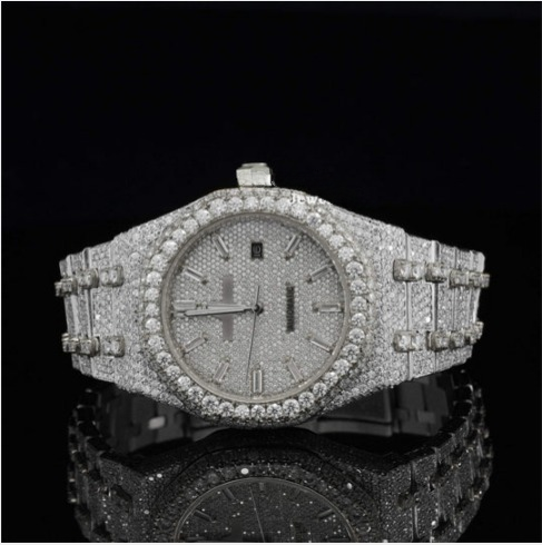 Iced Out Moissanite Diamond Automatic And Wrist Watch For Men