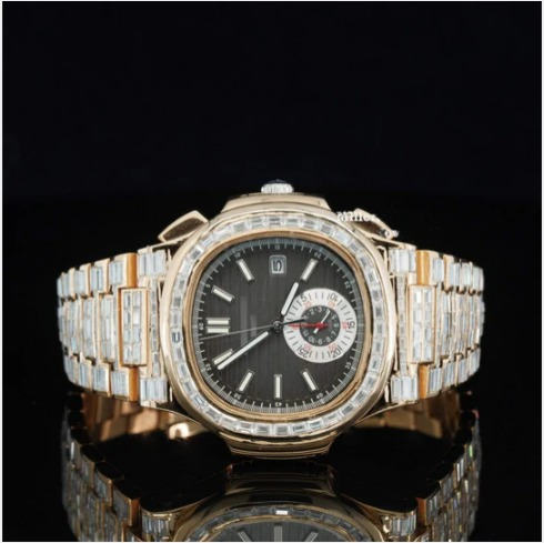 Exceptional Iced Out Moissanite Watch With Automatic Chronograph Waterproof Watch For Men