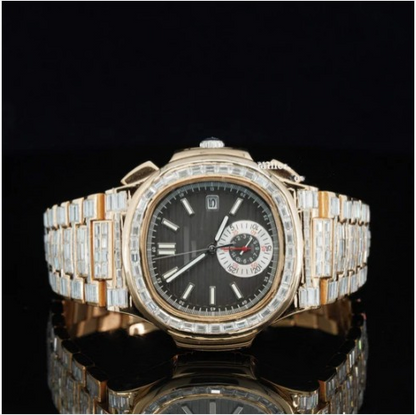 Exceptional Iced Out Moissanite Watch With Automatic Chronograph Waterproof Watch For Men
