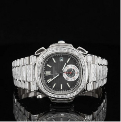 Exceptional Iced Out Moissanite Watch With Automatic Chronograph Waterproof Watch For Men