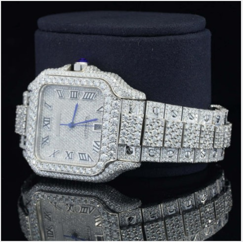 Brilliant Roman Number Moissanite Watch Fully Iced Out