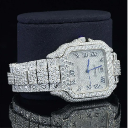 Brilliant Roman Number Moissanite Watch Fully Iced Out