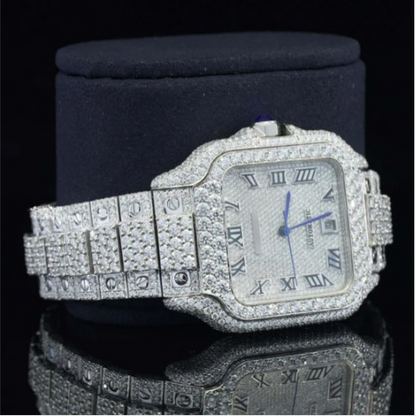 Brilliant Roman Number Moissanite Watch Fully Iced Out