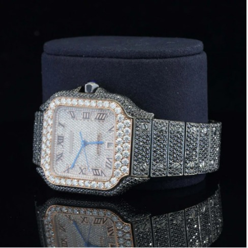 Fantastic Fully iced Out Moissanite Watch Jet Black Automatic