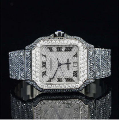 Fantastic Fully iced Out Moissanite Watch Jet Black Automatic