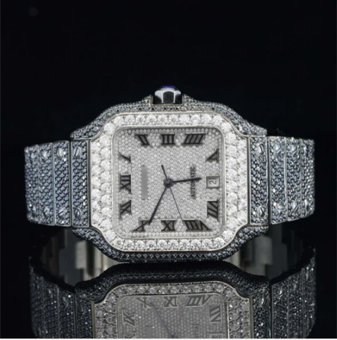 Fantastic Fully iced Out Moissanite Watch Jet Black Automatic