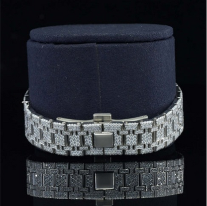 Awesome Blue Dial Iced Out Moissanite Watch For Men