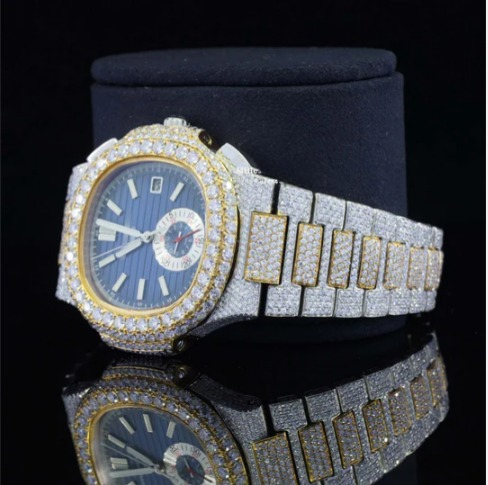Two Tone Moissanite Watch And Automatic Wrist Business Style Watch