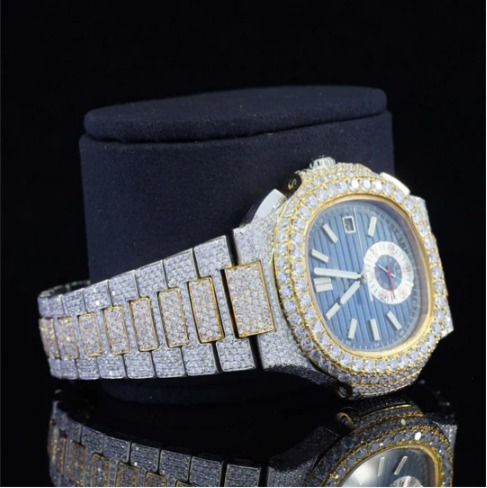 Two Tone Moissanite Watch And Automatic Wrist Business Style Watch
