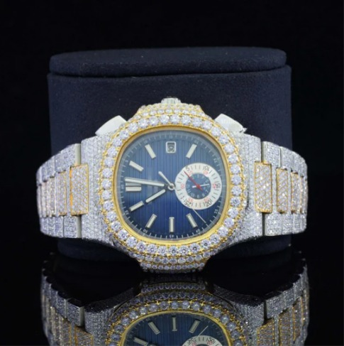 Two Tone Moissanite Watch And Automatic Wrist Business Style Watch