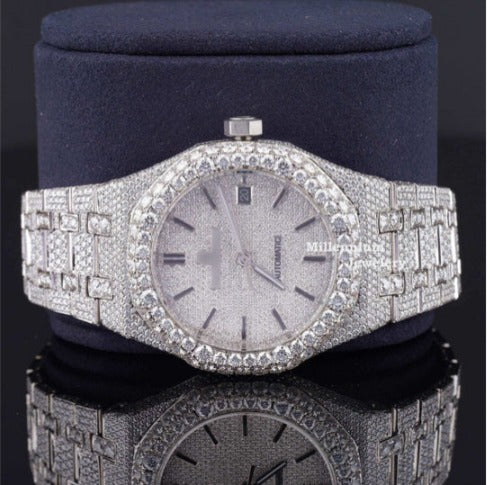 Awesome Automatic Moissanite Watch For Men Sapphire Crystal Glass