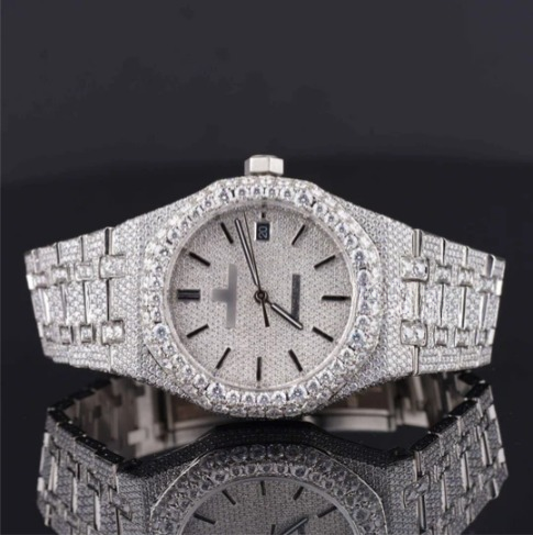 Awesome Automatic Moissanite Watch For Men Sapphire Crystal Glass