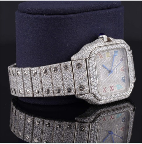 Automatic Moissanite Watch With Rainbow Color Number