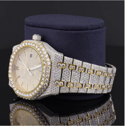 Elegant Iced Out Moissanite Watch For Men Sapphire Crystal Glass