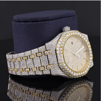 Elegant Iced Out Moissanite Watch For Men Sapphire Crystal Glass
