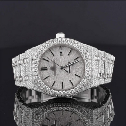 Elegant Iced Out Moissanite Watch For Men Sapphire Crystal Glass