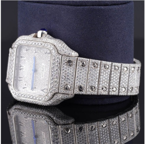 Moissanite Watch Iced Out Automatic Arabic Style Watch