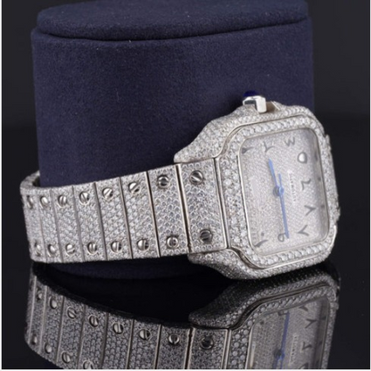 Moissanite Watch Iced Out Automatic Arabic Style Watch