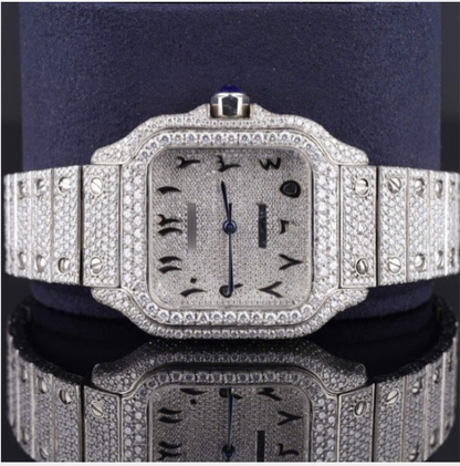 Moissanite Watch Iced Out Automatic Arabic Style Watch