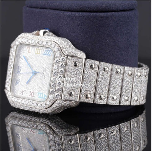 Rainbow Design Roman Number Fully Automatic Moissanite Watch