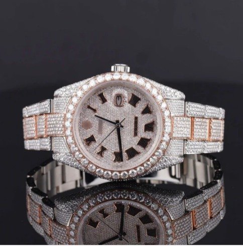 Elegant Look Fully Iced Out Business Style Moissanite Watch