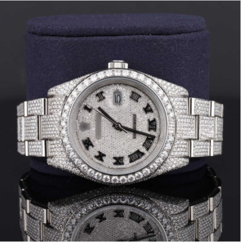 Fancy Two Tone Fully Diamond Iced Out Automatic Moissanite Watch