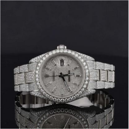 Fancy Two Tone Fully Diamond Iced Out Automatic Moissanite Watch